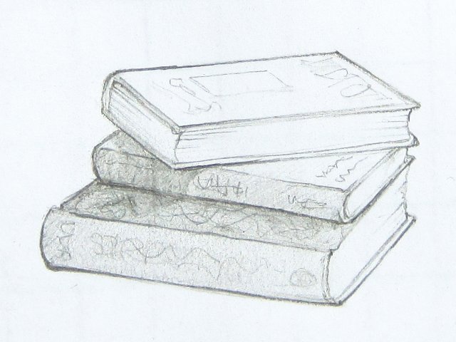 Books, pencil drawing, 2011